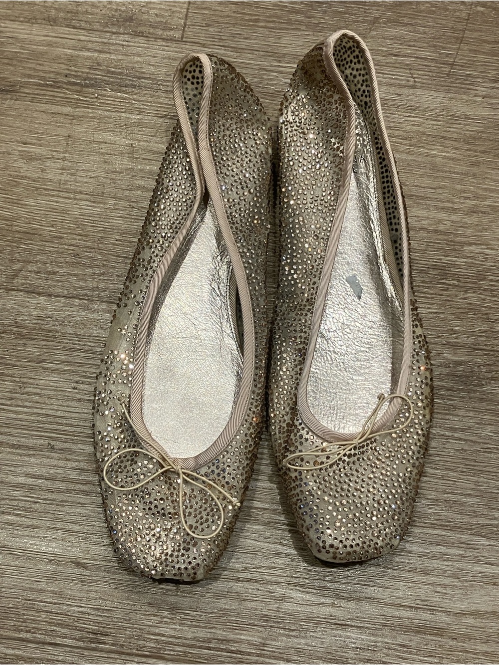 Adrienne Papell Rhinestone Champagne Ballet Flats 10